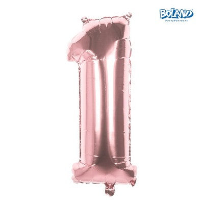 Pc. Foil balloon number '1' rose gold (8