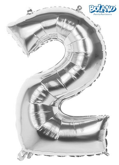 Pc. Foil balloon number '2' silver (86 c