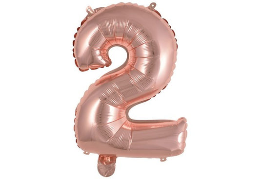 Mini Number 2 Rose Gold Foil Balloon 35c