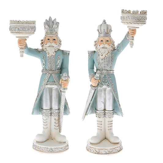 ICE BLUE NUCRACKER CANDLEHOLDER SET/2 13