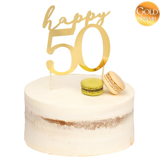 BS.CAKE TOPPER HAPPY 50 ORO CM 13X12