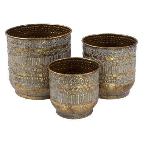 Fioriera/vaso Tripoli oro metal. 32.5x32