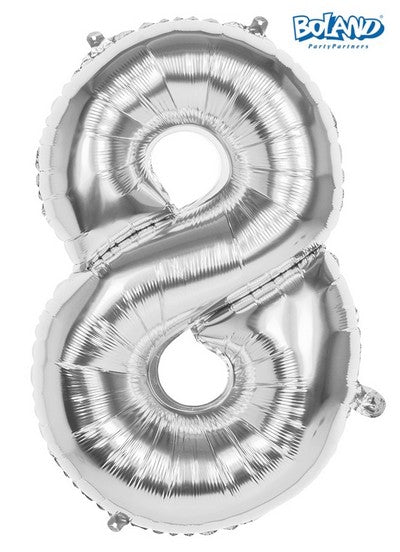 PC. FOIL BALLOON NUMBER '8' SILVER (86 C